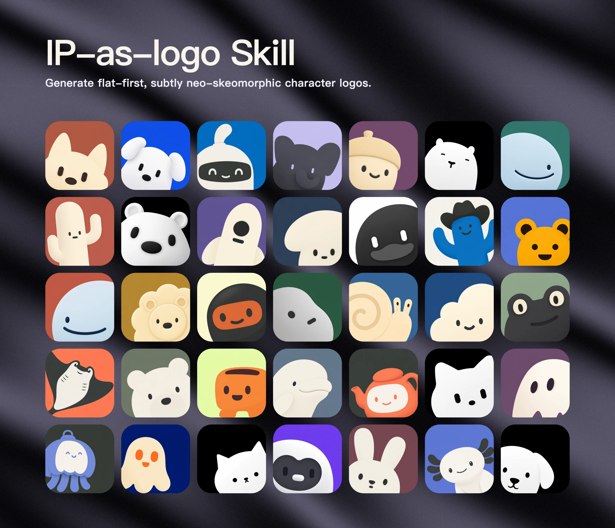 IP as Logo Showcase Wall — AI Generated Minimalist Mascots